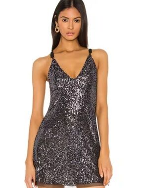 NWT Intimately Free People Gold Rush Sequin Mini Dress Medium Glam Party